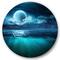 Designart - Romantic Moon Over Deep Blue Sea II - Nautical & Coastal Metal Circle Wall Art